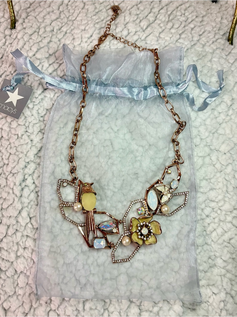 Betsy Johnson Rose Gold Floral Statement Necklace
